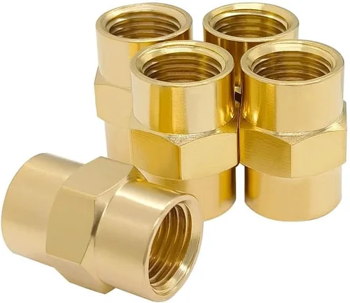 Vista 10 de Hooshing 2 unids 1/2 "x 1/2" NPT acoplador hembra de latón sólido hexagonal pezón acoplamiento de tubería
