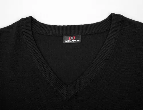 Vista 3 de PJ PAUL JONES - Chaleco de punto con cuello en V para hombre, liso, sin mangas, suéter de punto