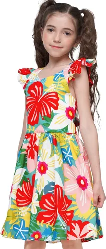 Vista 27 de Vestido de verano para niña, de algodón, con diseño floral