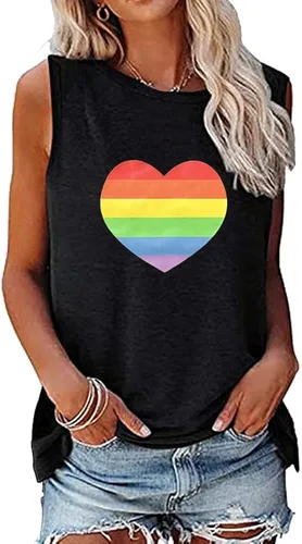 Vista 3 de Progress Pride Rainbow Flag Tank Top Women LGBTQ Equality Tank Tops Sleeveless Graphic Tee Shirt
