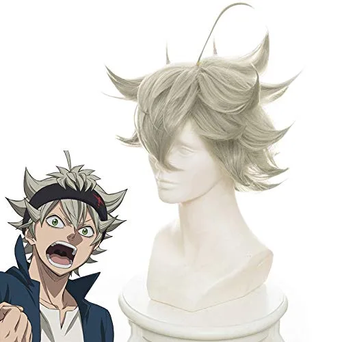 Vista 2 de Peluca de cosplay de trébol negro, anime, cosplay, Asta Gridelin, peluca corta, accesorio de cosplay, fibra resistente al calor, pelucas de cosplay