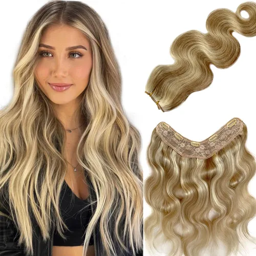 Vista 4 de Extensiones de cabello negro azabache, cabello humano con clip en forma de V, 14 pulgadas, añadiendo volumen y extensiones de cabello real liso