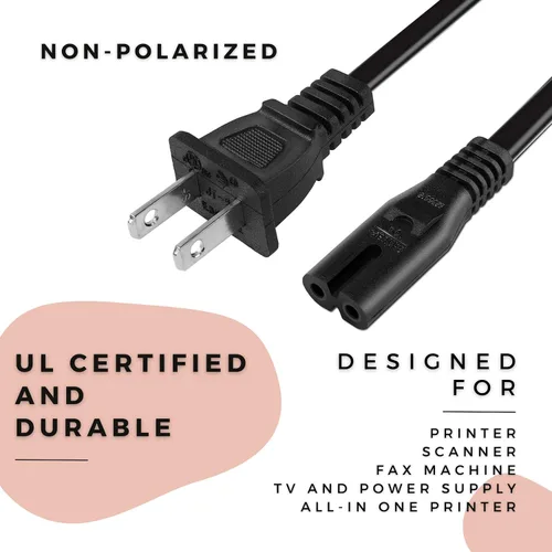 Vista 4 de Cable de alimentación de CA de 2 puntas de repuesto de 10 pies para reproductor de CD portátil Megatek CB-M25BT Boombox
