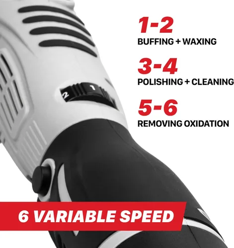 Vista 4 de Maxshine Profesional Pulidora Portátil Inalámbrica (M0312 V2) - Portátil, Liviana (0.88 kg), Pulidora de 6 Velocidades DA/Rotativa para Detallado
