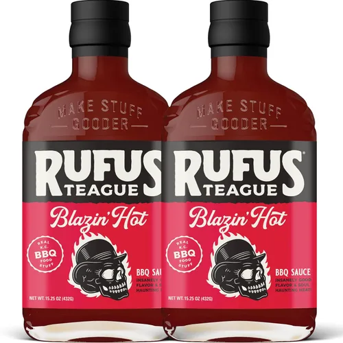 Vista 11 de Rufus Teague - Blazin' Hot BBQ Sauce - Salsa de barbacoa premium - Botella de 15.25 onzas