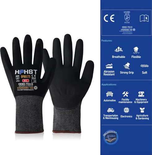 Vista 2 de Safety Work Gloves, SF001, Comfort Stretch Fit, Power Grip, Smart Touch, Durable Foam Coated, 3Pairs & 12Pairs