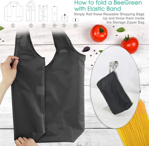 Vista 4 de BeeGreen Bolsas de compras reutilizables para comestibles, bolsas de compras con bolsa extra grande de 50 libras con bonito patrón de tortugas
