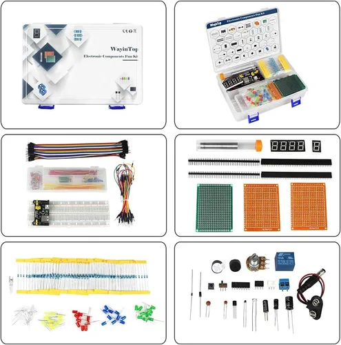 Vista 7 de Kit de Componentes Electrónicos de Diversión con E-Book, Kit de Inicio Electrónico Actualizado con Tablero de Montaje de Cables Puente, Kit