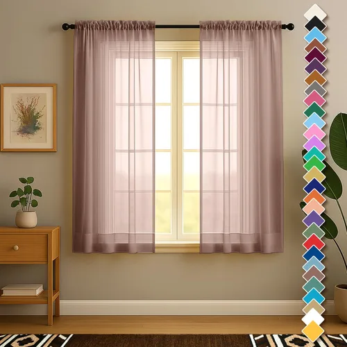 Vista 15 de YHSF Cortinas traslúcidas – Juego de 2 paneles para decoración del hogar – Elegantes cortinas de gasa sólida con bolsillo para barra