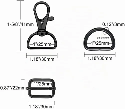 Vista 2 de WAFJAMF Anillo de gancho de metal a granel 30 piezas, hebilla de cierre giratorio y anillo en D no soldado, 10 piezas, hebilla rectangular ajustable