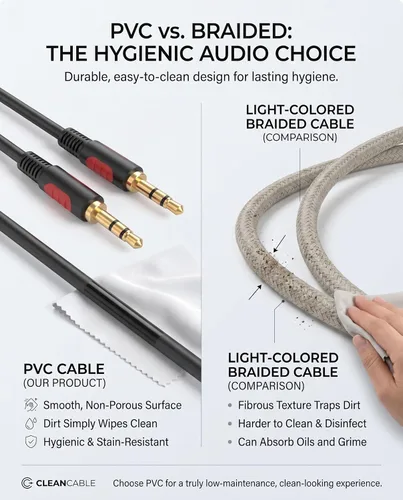 Vista 4 de Cable de audio auxiliar macho a macho de 3.5 mm, 3 pies, cable AUX para auriculares Beats, iPods, iPhones, iPads, equipos estéreo