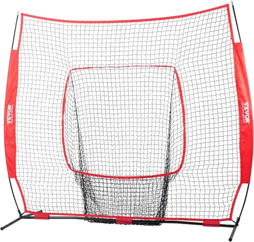 Vista 10 de VEVOR 7x7ft Baseball Softball Practice Net, Portable Baseball Training Net for Hitting Batting Catching Pitching, Backstop Baseball Equipment