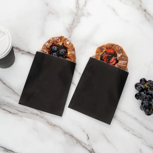 Vista 12 de Restaurantware Bag Tek - Bolsas de sándwich de 7 x 5 pulgadas, 100 bolsas de panadería a prueba de grasa, desechables para microondas, papel negro