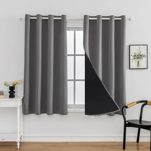 Vista 17 de Anytime Juego de 2 paneles de cortinas 100% opacas, con aislamiento térmico para dormitorio, paneles de sombreado completo