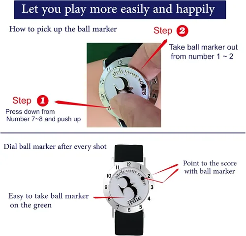 Vista 4 de Marcador de pelota de golf con pulsera de contador de trazos de golf, marcador de pelota Birdie, accesorios de golf para hombres y mujeres, regalos