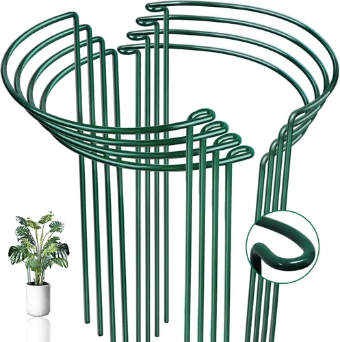 Vista 10 de Estaca de soporte para plantas de serpiente, estaca y soporte de peonía semicircular, jaula de soporte de hortensias resistente, anillo de soporte