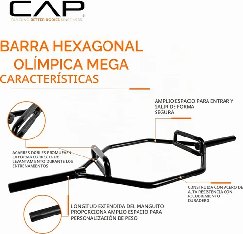 Vista 3 de CAP Barbell - Barra olímpica de trampa Varias opciones de agarre Negro