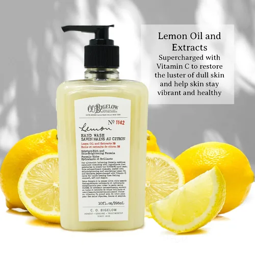 Vista 6 de C.O. Bigelow Lemon Hand Wash, 10 fl oz Jabón de manos con aroma a limón, jabón líquido perfumado con extracto de limón y aloe vera