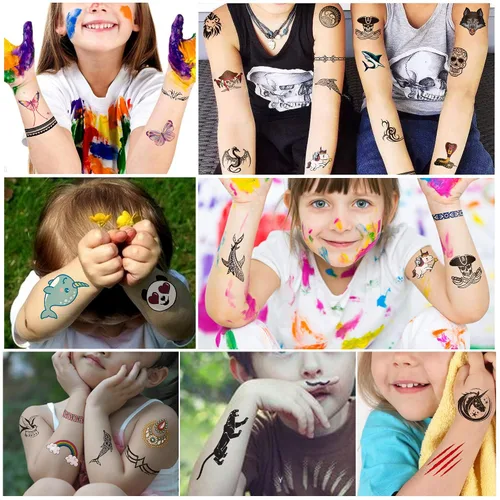 Vista 7 de Yazhiji 36 hojas de tatuajes temporales para niños, niñas, adultos, grandes recuerdos de fiesta y decoraciones