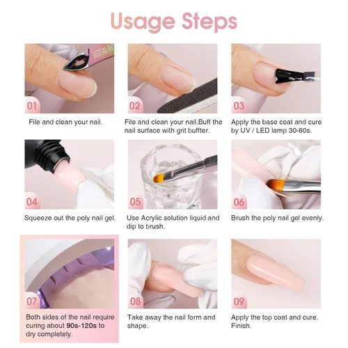 Vista 9 de ROSALIND Pink Poly Gel de uñas de 2 onzas, gel de extensión de polietileno nude para uñas natural constructor de uñas, gel rosa, extensión