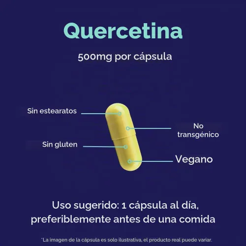 Vista 5 de BESTVITE Quercetina 500mg (120 cápsulas vegetales) - Sin estearatos
