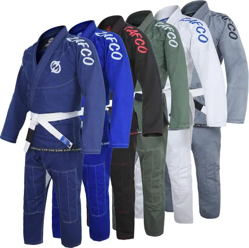 Vista 2 de Jiu Jitsu Gi BJJ Gi brasileño para hombre uniforme de Kimonos ligero preencogido con cinturón blanco