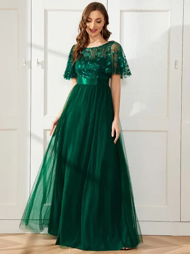Vista 4 de Ever-Pretty - Vestido con bordado, cintura imperial y acampanado para mujer, 0904, para fiesta y graduación