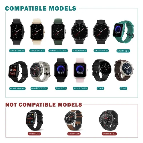 Vista 2 de Cargador de cable USB para Amazfit BIP 3, GTS 2, GTS 2 Mini, GTS 2e, GTR 2, GTR 2e – Paquete de 2 cables de carga de 3.3 pies para T-Rex Pro, BIP U