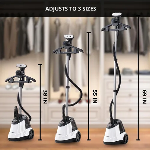 Vista 3 de True & Tidy® Vaporizador profesional para ropa comercial con tanque de agua extra grande de 3 litros (101 onzas), resistente con 3 ajustes de vapor