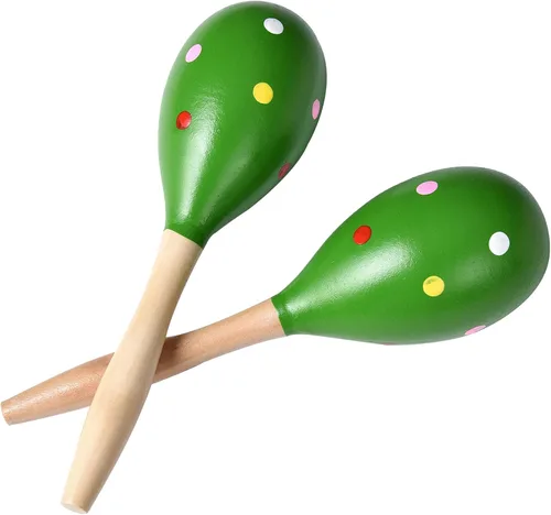 Vista 10 de Maracas para adultos y niños, 2 unidades de 9 pulgadas de maraca de madera para recuerdos de fiesta, color azul