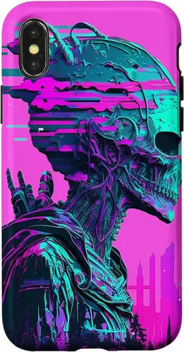 Vista 7 de iPhone 14 Pro Max Cool Retro Alien Sunset Tropical Trippy Vaporwave Sky Art Case