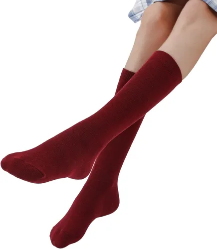 Vista 2 de Dicry Calcetines altos hasta la rodilla para bebés, calcetines para uniforme escolar, calcetines largos para niños