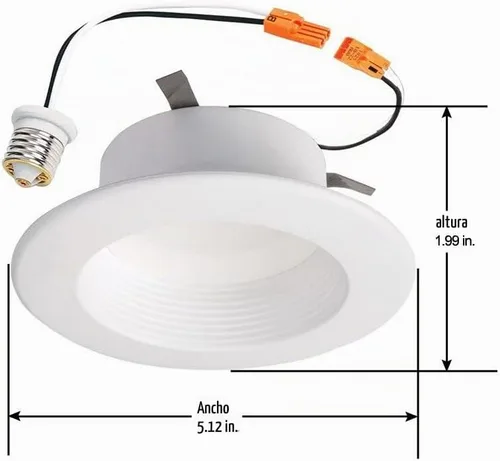 Vista 3 de RL - Lámpara de techo empotrada LED blanca de 4 pulgadas con ajuste de deflector con 90 CRI, 5000K luz diurna