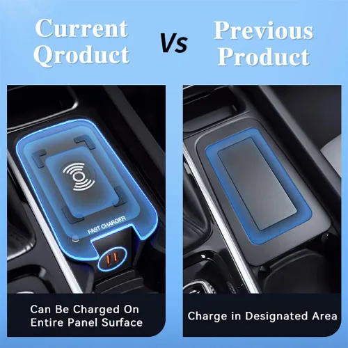 Vista 4 de Soporte de cargador inalámbrico para automóvil compatible con Volvo XC90, XC60, S90L, V90 2017-2023, QC 3.0 de carga rápida compatible con iPhone
