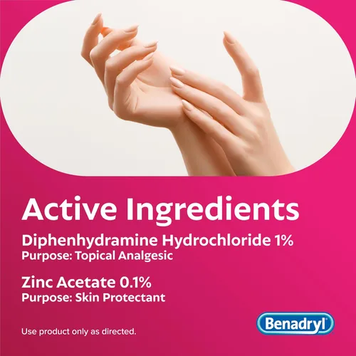 Vista 2 de Benadryl Fuerza Original Crema Antipicazón, Alivio de la picazón por picaduras de insectos, Analgésico tópico de Difenhidramina HCl y protector