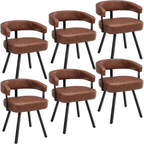 Vista 10 de DUOMAY Juego de 2 sillas de comedor de piel sintética, sillas de cocina curvadas con respaldo abierto con patas de metal, modernas sillas laterales