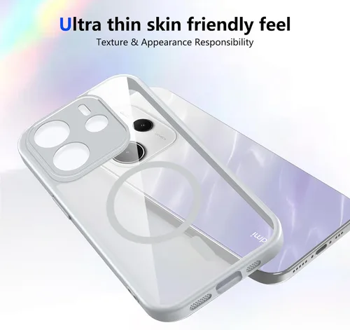 Vista 260 de Funda magnética transparente compatible con Xiaomi 17T, color negro 2 en 1 PC + TPU cubierta de teléfono a prueba de golpes, carcasa protectora
