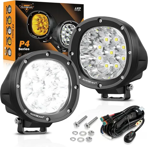 Vista 17 de Auxbeam C4 Series - Fundas protectoras redondas negras de 4 pulgadas, a presión, par PC Protective Covers, Snap-On Tool-Free Installation, Shields