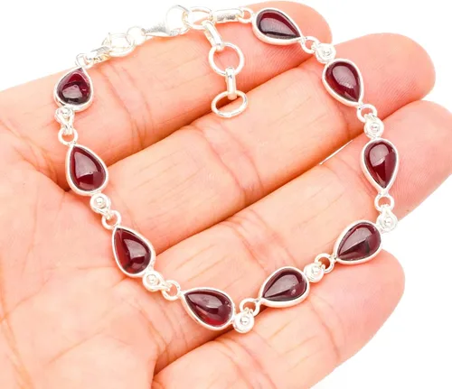 Vista 3 de Pulsera de plata de ley 925StarGems (TM) Amatista Natural Hecho a mano única 7734