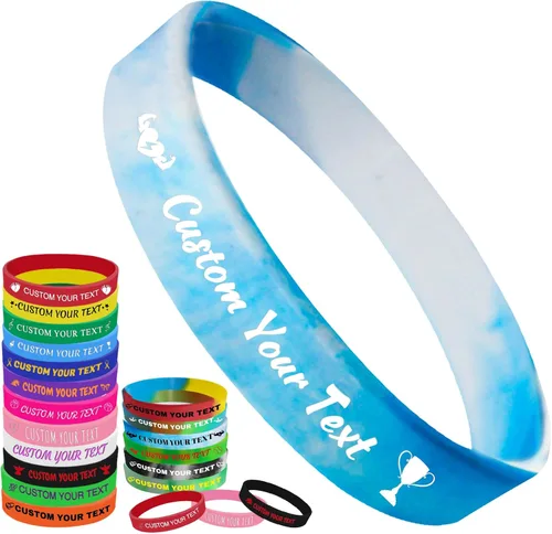Vista 10 de Pulseras de silicona personalizadas Pulseras de goma de aduana a granel para eventos con texto de logotipo, pulseras personalizadas, regalos