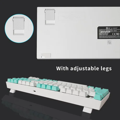 Vista 6 de Teclado mecánico de 89 teclas retroiluminación LED sin llave con teclado Nampad para juegos, teclado de computadora con cable USB con TKL Tenkeyless