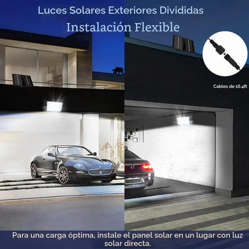 Vista 4 de Aialun 184 luces LED solares de inundación para exteriores, sensor de movimiento, luces de inundación solares con cable de 16.4 pies, impermeable