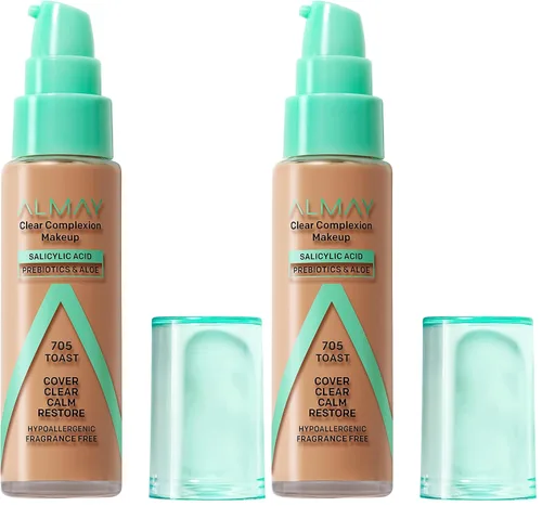 Vista 27 de Almay Clear Complexion - Base de maquillaje para acné con ácido salicílico, cobertura media, acabado mate suave, hipoalergénico, libre de crueldad