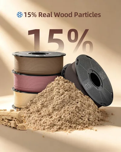 Vista 3 de Inslogic Filamento PLA WoodFill presecado de 0.069 pulgadas, 2.2 libras 2.2 lbs Woodfill Cherry