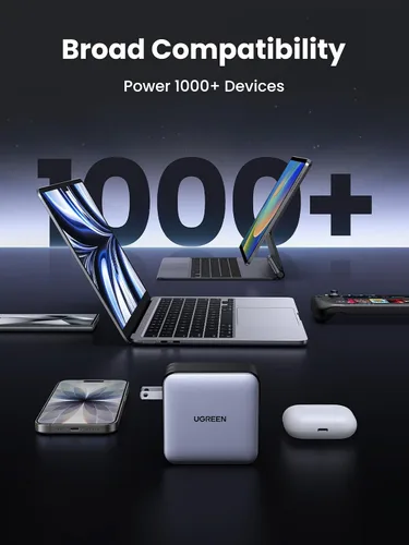 Vista 7 de UGREEN Nexode 100W GaN Cargador USB C para Laptop de 5 Puertos, Adaptador de Corriente de Carga Rápida Compatible con MacBook Pro/Air, iPhone Serie
