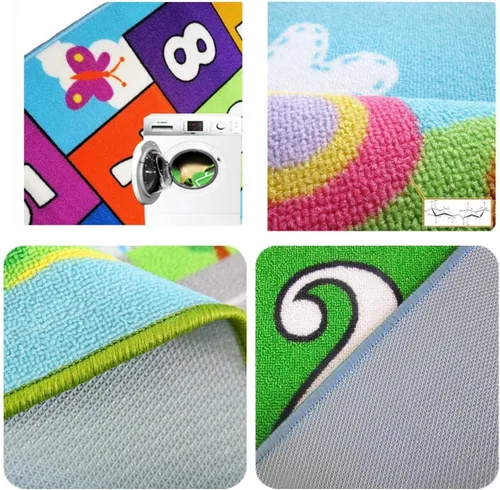 Vista 6 de Hop and Count Hopscotch - Alfombra de juego para niños, alfombra de juego para gatear, alfombra antideslizante de aprendizaje de números para niños