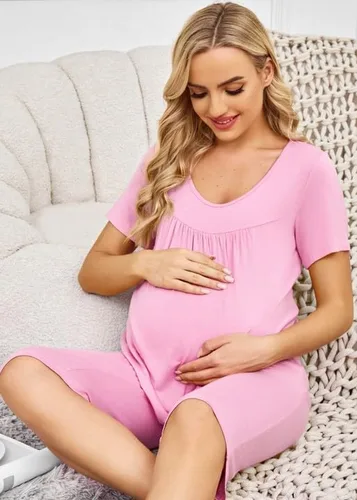 Vista 5 de Xpenyo Conjunto de pijama de maternidad para mujer, conjunto de 2 piezas con bolsillos