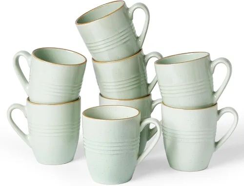 Vista 33 de Juego de Tazas de Café Famiware, Juego de 4 Tazas de 13 oz, Tazas de Gres para Café con Leche, Té Caliente, Mocha, Cacao, Capuchino, Aptas