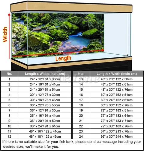 Vista 3 de Póster de fondo de acuario de piedra de musgo verde con fondo de acuario, decoración de fondo de pecera (24 x 12 pulgadas/24.0 x 11.8 in)