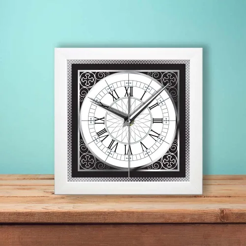 Vista 5 de Geek Alerts Reloj de pared de lujo con marco cuadrado blanco con números romanos, relojes retro, funciona con pilas, para el hogar, decorativo